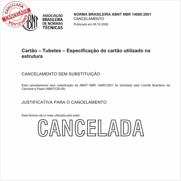 Cartão - Tubetes - Especificação do cartão utilizado na estrutura