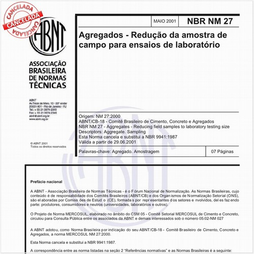 Agregados - Redução da amostra de campo para ensaios de laboratório