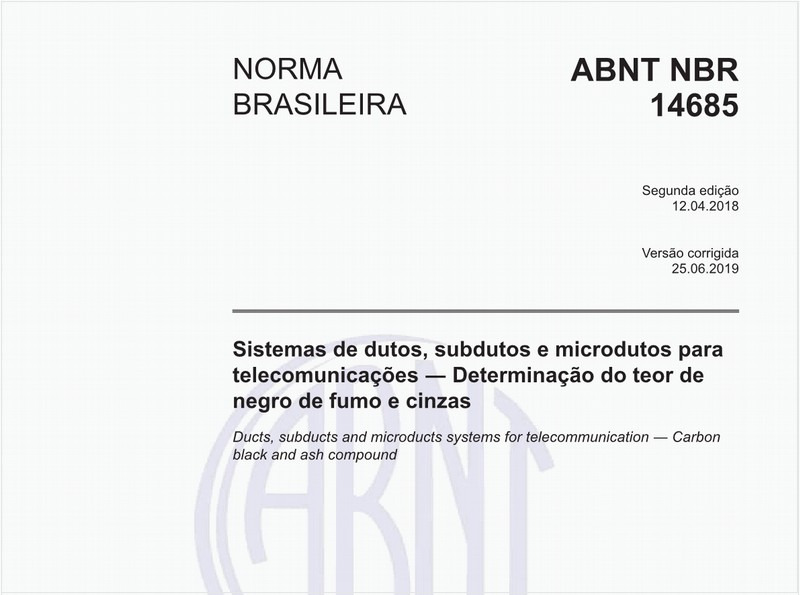 Sistemas de dutos, subdutos e microdutos para telecomunicações - Determinação do teor de negro de fumo e cinzas