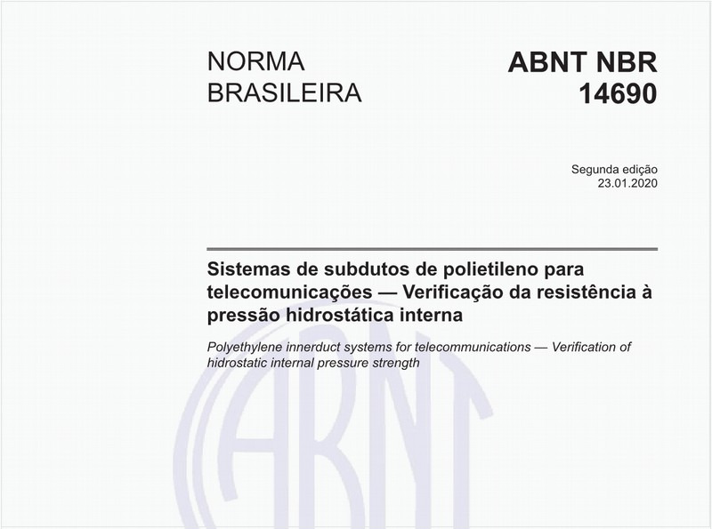 Sistemas de subdutos de polietileno para telecomunicações - Verificação da resistência à pressão hidrostática interna