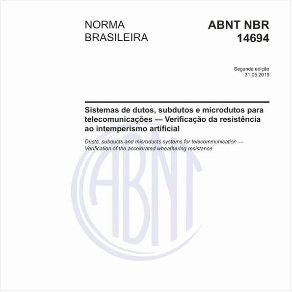 Sistemas de dutos, subdutos e microdutos para telecomunicações — Verificação da resistência ao intemperismo artificial