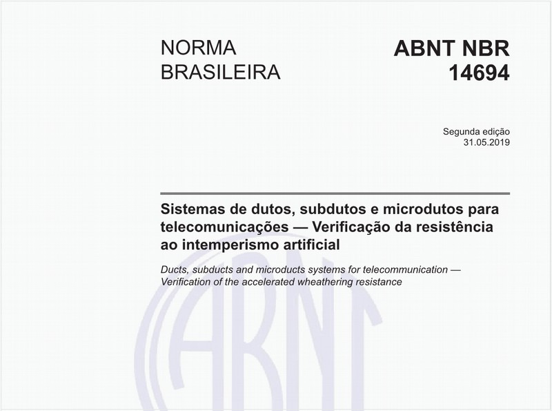 Sistemas de dutos, subdutos e microdutos para telecomunicações — Verificação da resistência ao intemperismo artificial