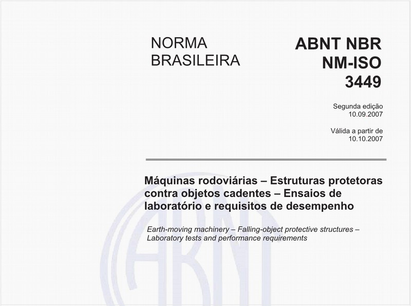 Máquinas rodoviárias - Estruturas protetoras contra objetos cadentes - Ensaios de laboratório e requisitos de desempenho