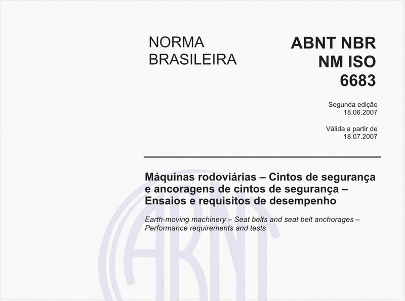 Máquinas rodoviárias - Cintos de segurança e ancoragens de cintos de segurança - Ensaios e requisitos de desempenho