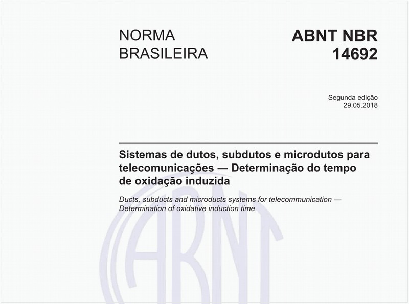 Sistemas de dutos, subdutos e microdutos para telecomunicações - Determinação do tempo de oxidação induzida