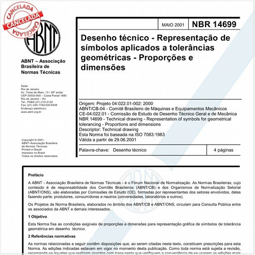 Desenho técnico - Representação de símbolos aplicados a tolerâncias geométricas - Proporções e dimensões