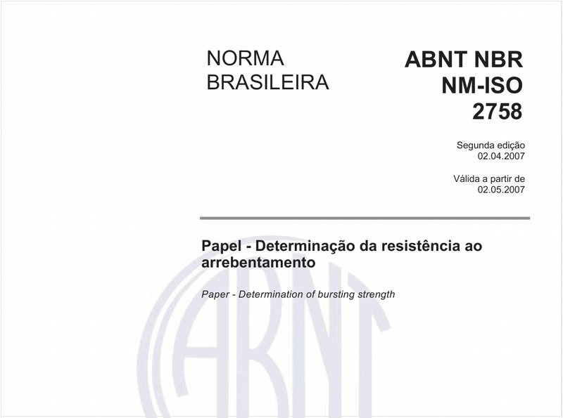 Papel - Determinação da resistência ao arrebentamento