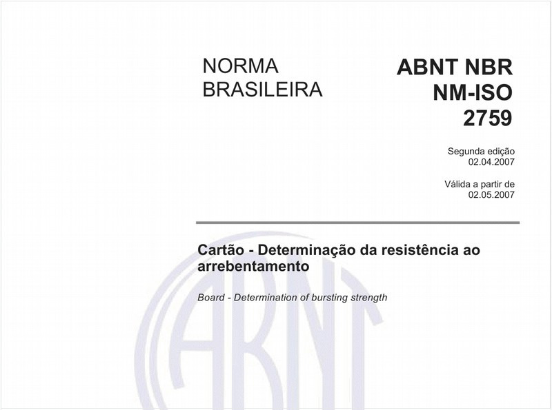Cartão - Determinação da resistência ao arrebentamento