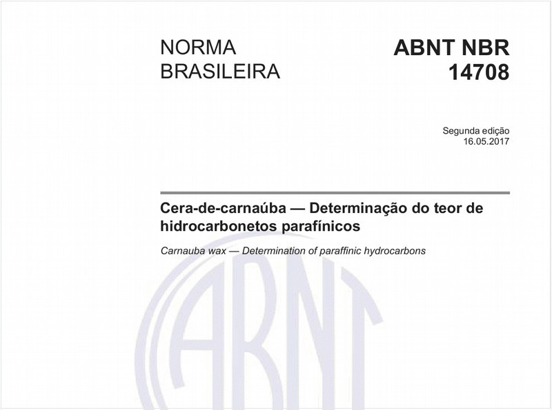 Cera-de-carnaúba - Determinação do teor de hidrocarbonetos parafínicos