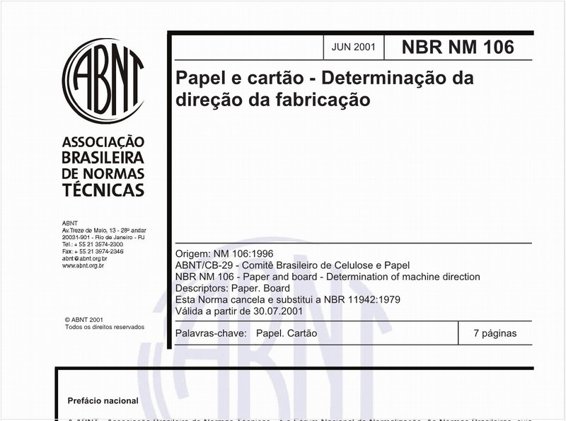 Papel e cartão - Determinação da direção da fabricação
