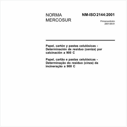 Papel, cartão e pastas celulósicas - Determinação do resíduo (cinza) da incineração a 900°C