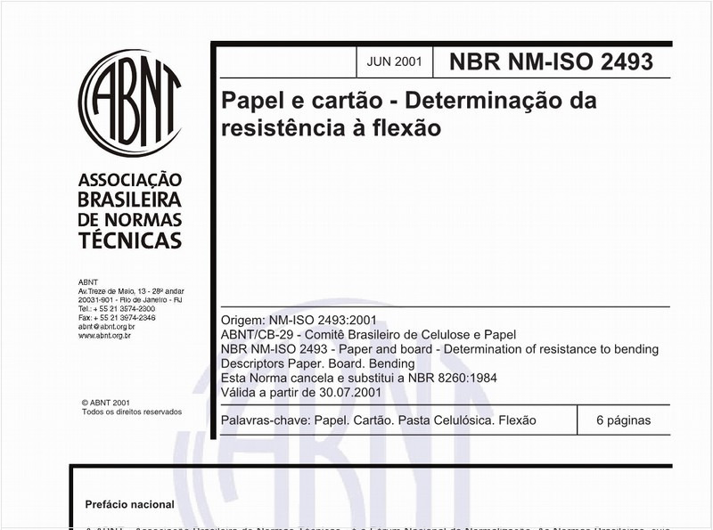 Papel e cartão - Determinação da resistência à flexão