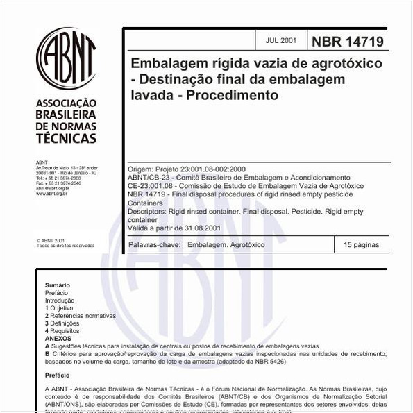 Embalagem rígida vazia de agrotóxico - Destinação final da embalagem lavada - Procedimento