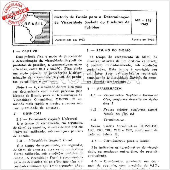 Método de ensaio para a determinação de viscosidade Saybolt de produtos de petróleo