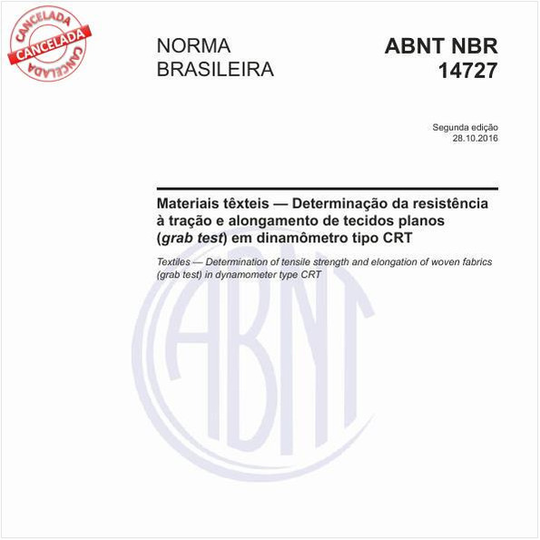 Materiais têxteis — Determinação da resistência à tração e alongamento de tecidos planos (grab test) em dinamômetro tipo CRT