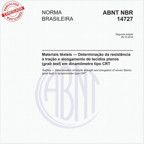 Materiais têxteis — Determinação da resistência à tração e alongamento de tecidos planos (grab test) em dinamômetro tipo CRT