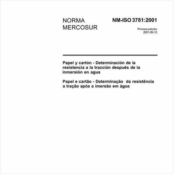 Papel e cartão - Determinação da resistência a tração após a imersão em água