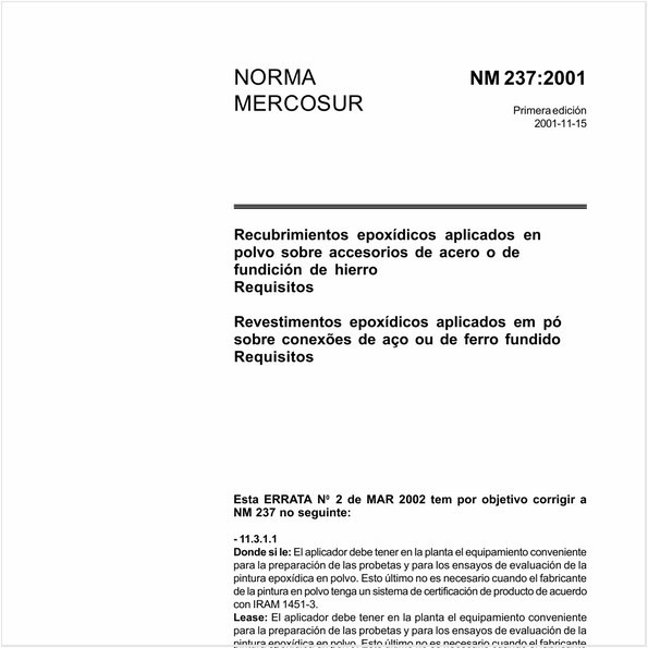 Revestimentos epoxídicos aplicados em pó sobre conexões de aço ou de ferro fundido - Requisitos