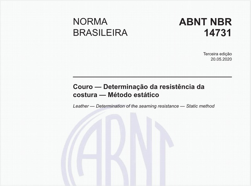 Couro — Determinação da resistência da costura — Método estático