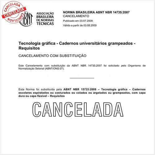 Tecnologia gráfica - Cadernos universitários grampeados - Requisitos