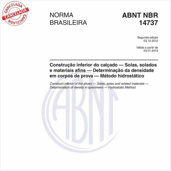 Construção inferior do calçado - Solas, solados e materiais afins - Determinação da densidade em corpos-de-prova - Método hidrostático