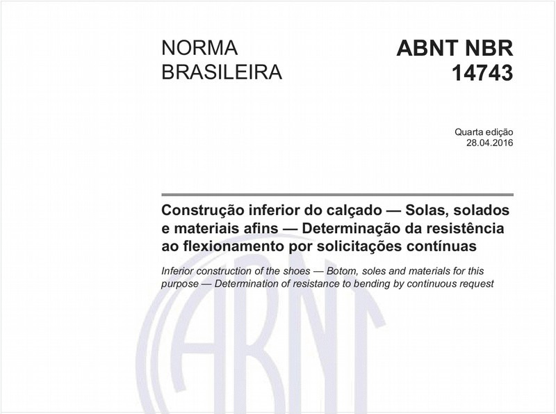 Construção inferior do calçado — Solas, solados e materiais afins — Determinação da resistência ao flexionamento por solicitações contínuas