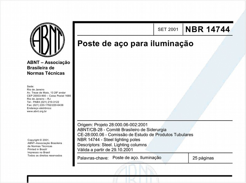 Poste de aço para iluminação