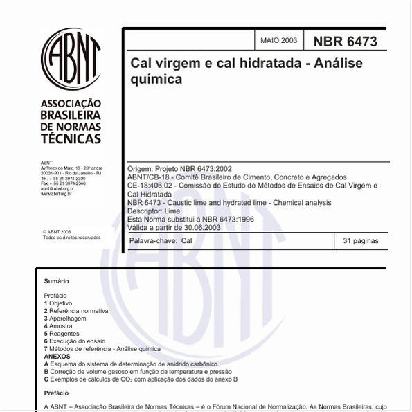 Cal virgem e cal hidratada - Análise química