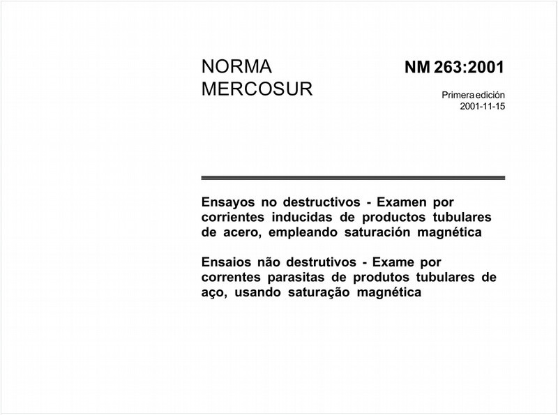 Ensaios não destrutivos - Exame por correntes parasitas de produtos tubulares de aço, usando saturação magnética
