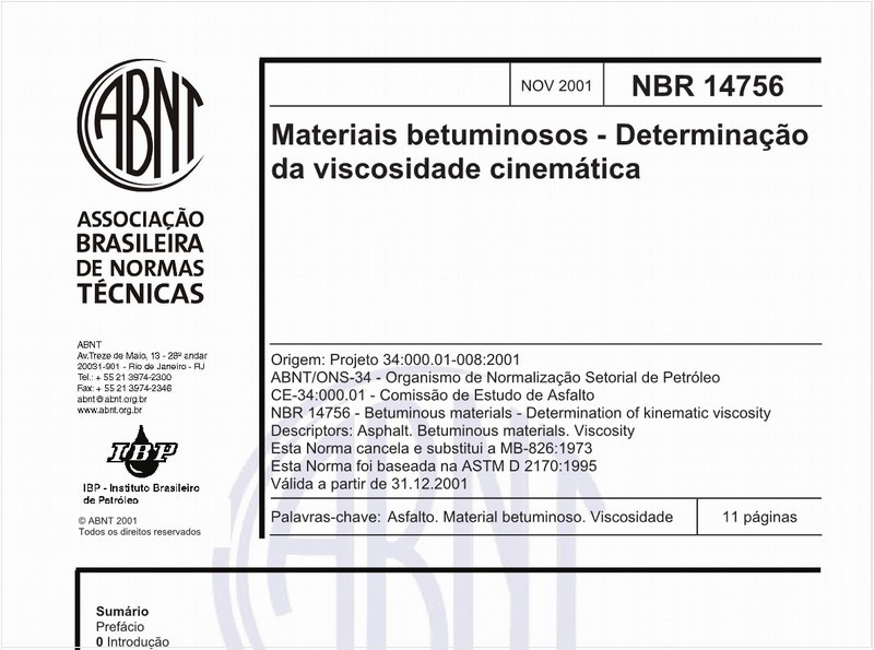 Materiais betuminosos - Determinação da viscosidade cinemática