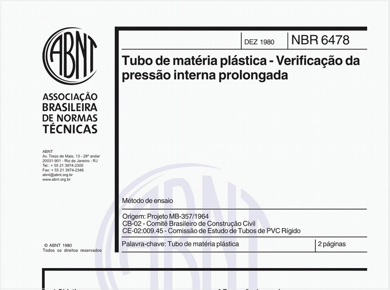 Tubo de matéria plástica - Verificação da pressão interna prolongada