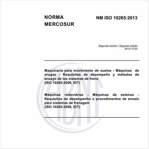 Máquinas rodoviárias - Máquinas de esteiras - Requisitos de desempenho e procedimentos de ensaio para sistemas de frenagem