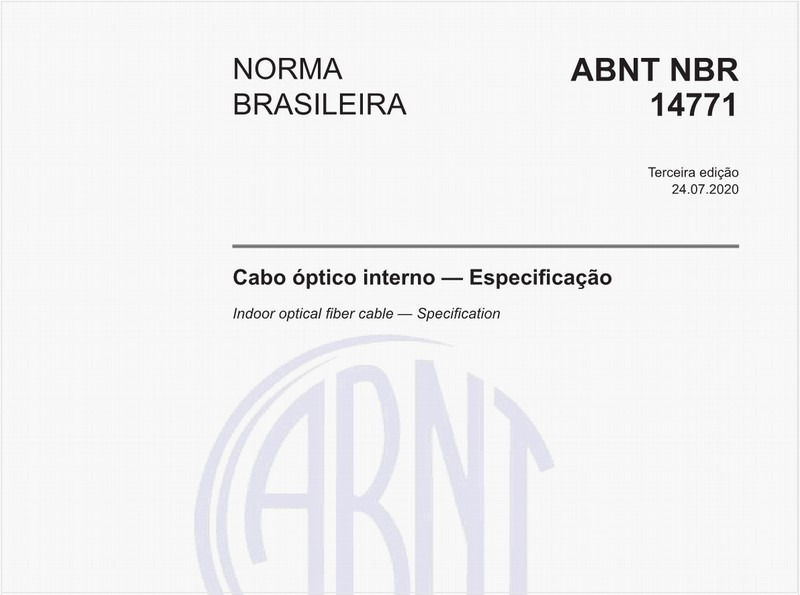 Cabo óptico interno — Especificação