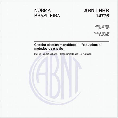 Cadeira plástica monobloco — Requisitos e métodos de ensaio