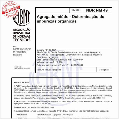 Agregado fino - Determinação de impurezas orgânicas