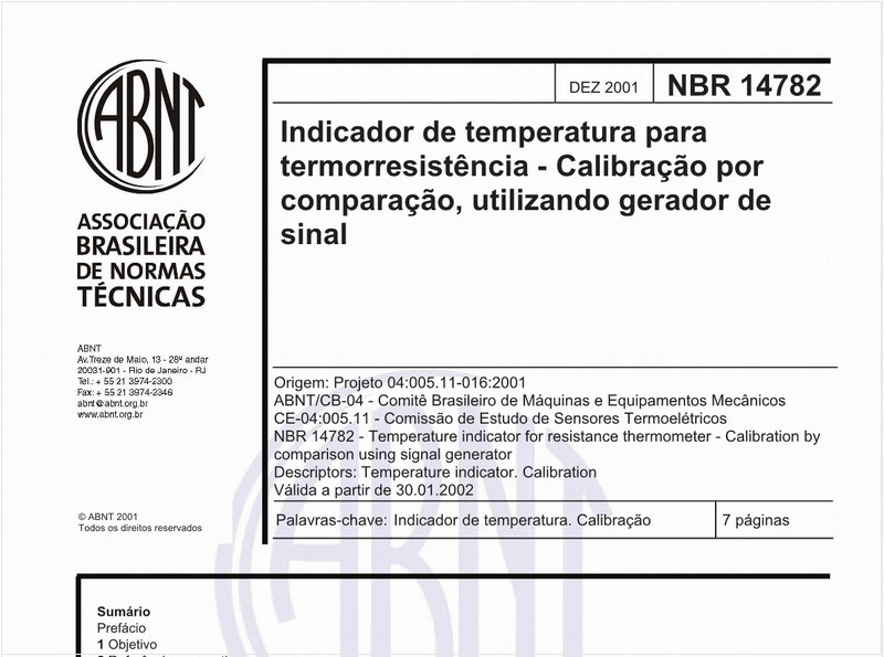 Indicador de temperatura para termorresistência - Calibração por comparação, utilizando gerador de sinal