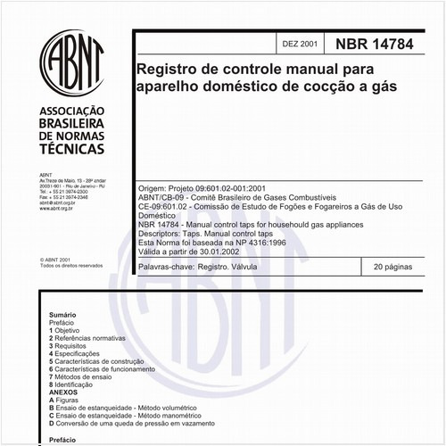 Registro de controle manual para aparelho doméstico de cocção a gás