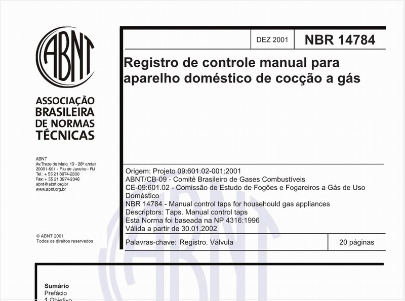 Registro de controle manual para aparelho doméstico de cocção a gás