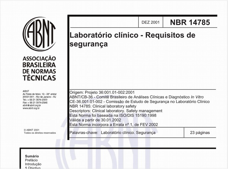 Laboratório clínico - Requisitos de segurança