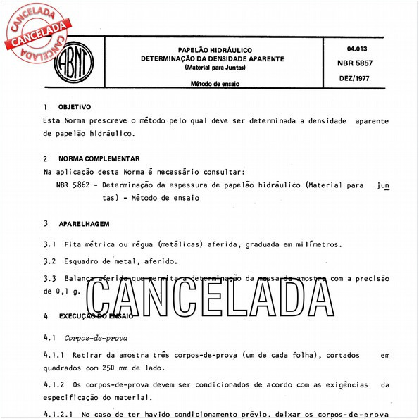 Papelão hidráulico - Determinação da densidade aparente - Material para juntas