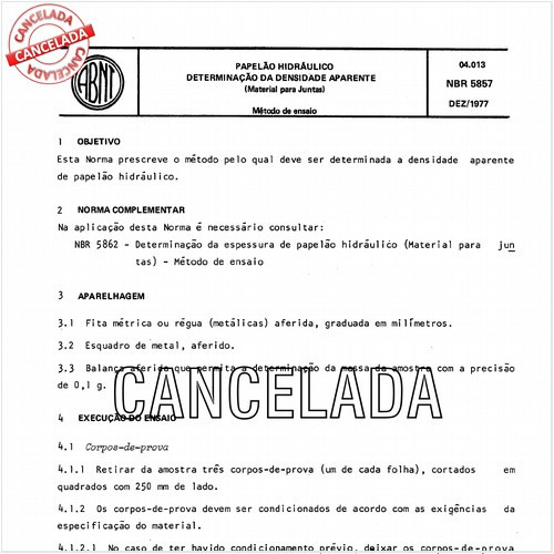 Papelão hidráulico - Determinação da densidade aparente - Material para juntas