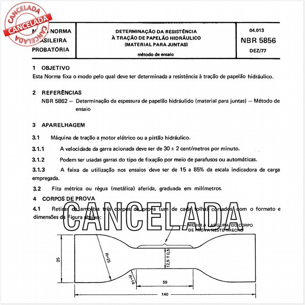 Papelão hidráulico - Determinação da resistência à tração - Material para juntas