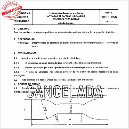 Papelão hidráulico - Determinação da resistência à tração - Material para juntas