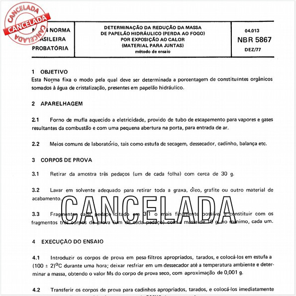 Papelão hidráulico - Determinação da redução da massa (perda ao fogo) por exposição ao calor - Material para juntas