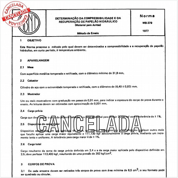 Determinação da compressibilidade e da recuperação de papelão hidráulico - Material para juntas