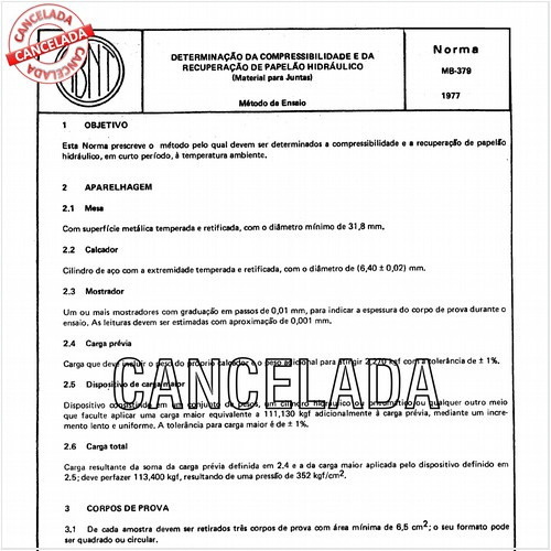 Determinação da compressibilidade e da recuperação de papelão hidráulico - Material para juntas