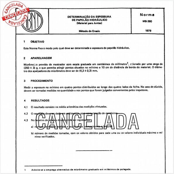 Determinação da espessura de papelão hidráulico - Material para juntas