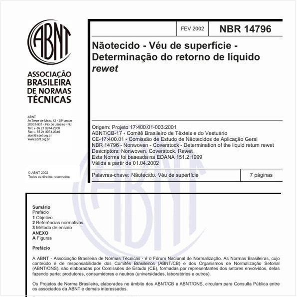 Nãotecido - Véu de superfície - Determinação do retorno de líquido rewet
