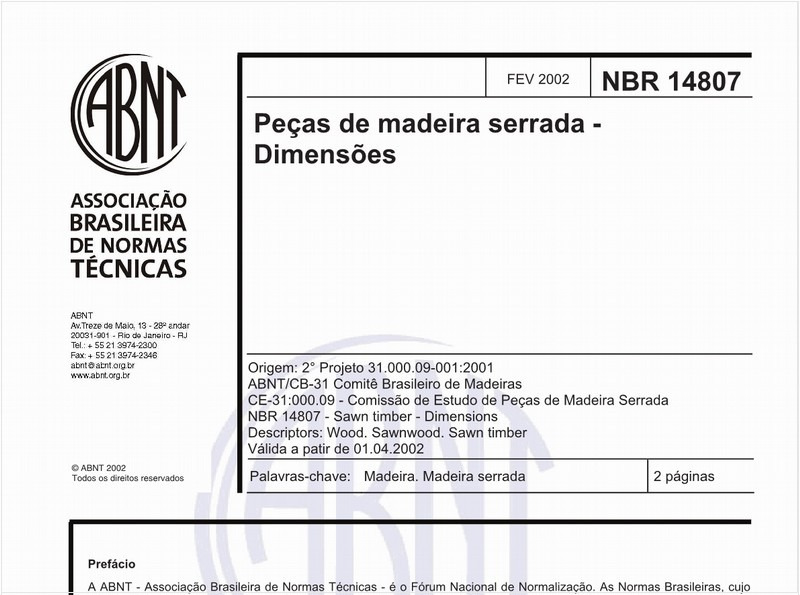 Peças de madeira serrada - Dimensões