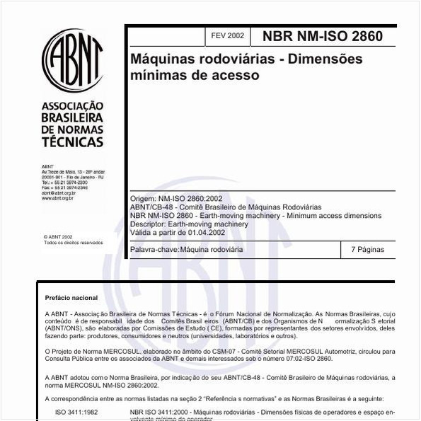 Máquinas rodoviárias - Dimensões mínimas de acesso